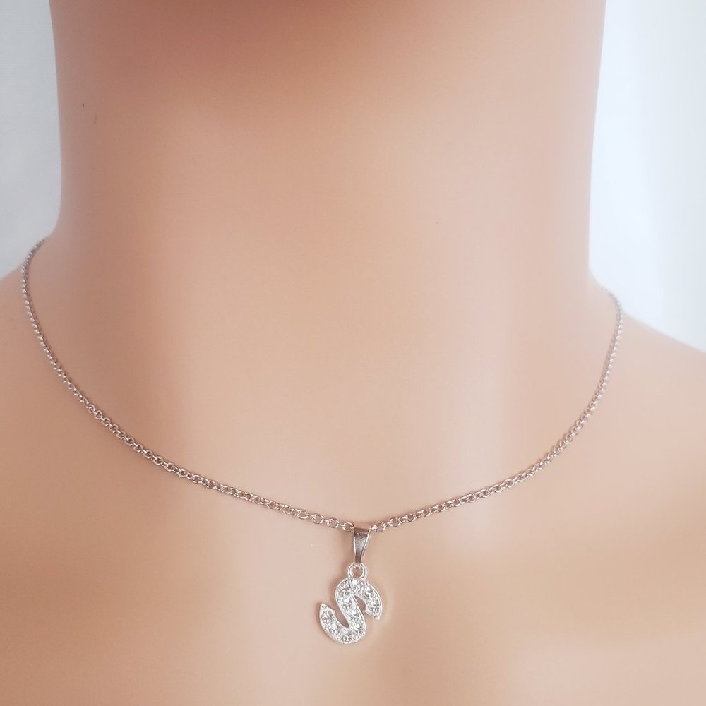 Initial S Silver Necklace
